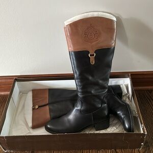 Franco Sarto 2 tone tall riding boots size 9 wide calf
